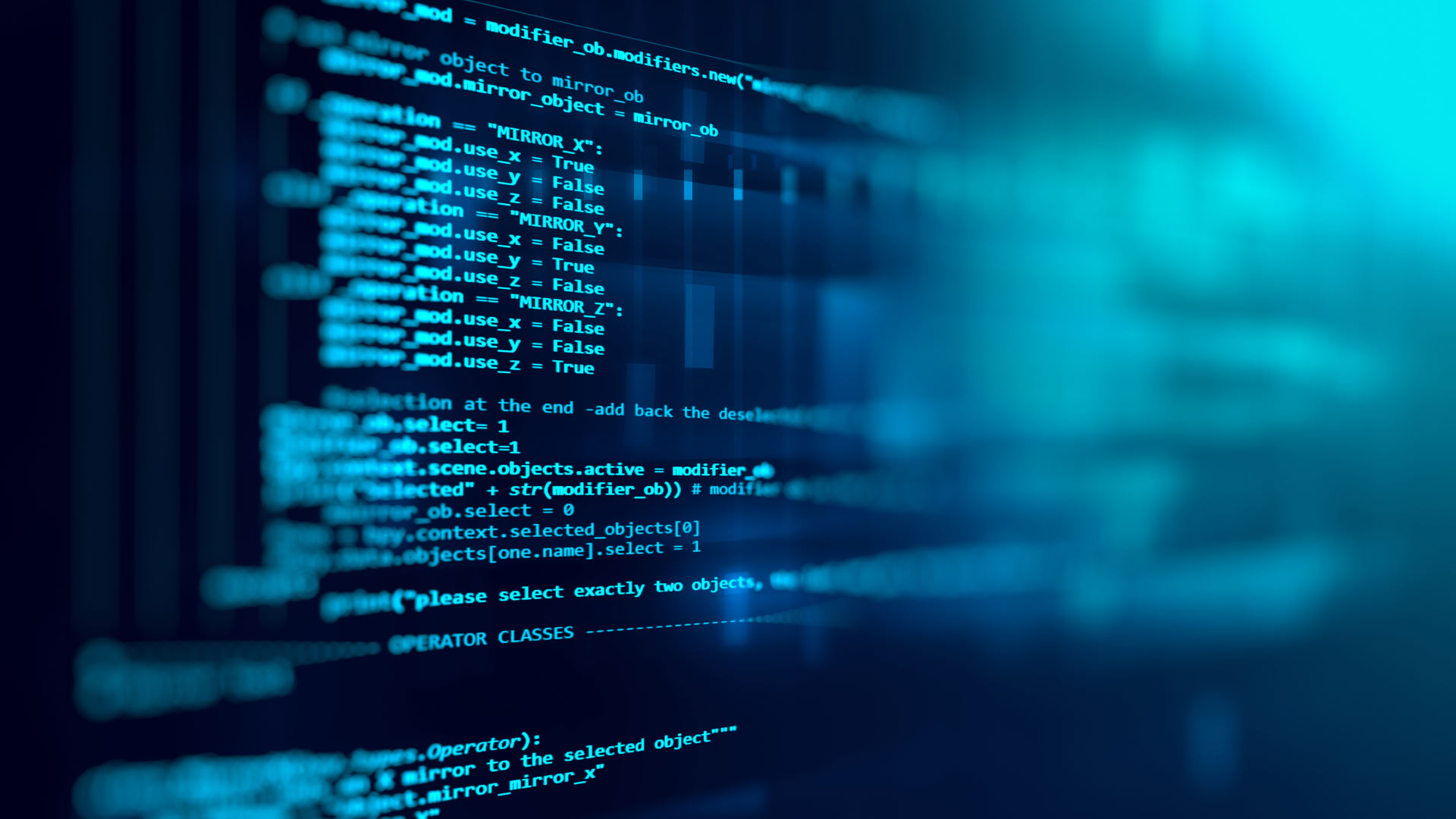 Programmcode auf blauem Bildschirm